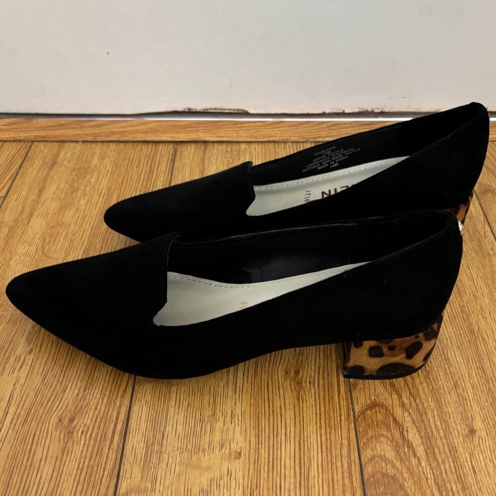 Anne Klein Shoes - Black with Cheetah Print Heels - 7.5